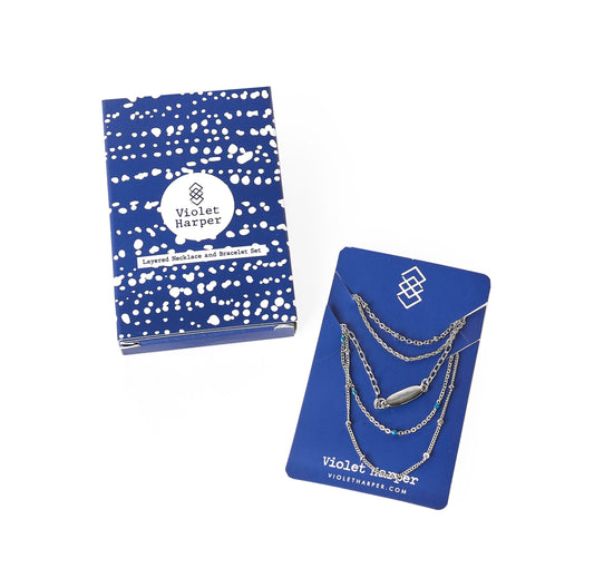 Violet Harper Silver Double Strand Necklace + Bracelet