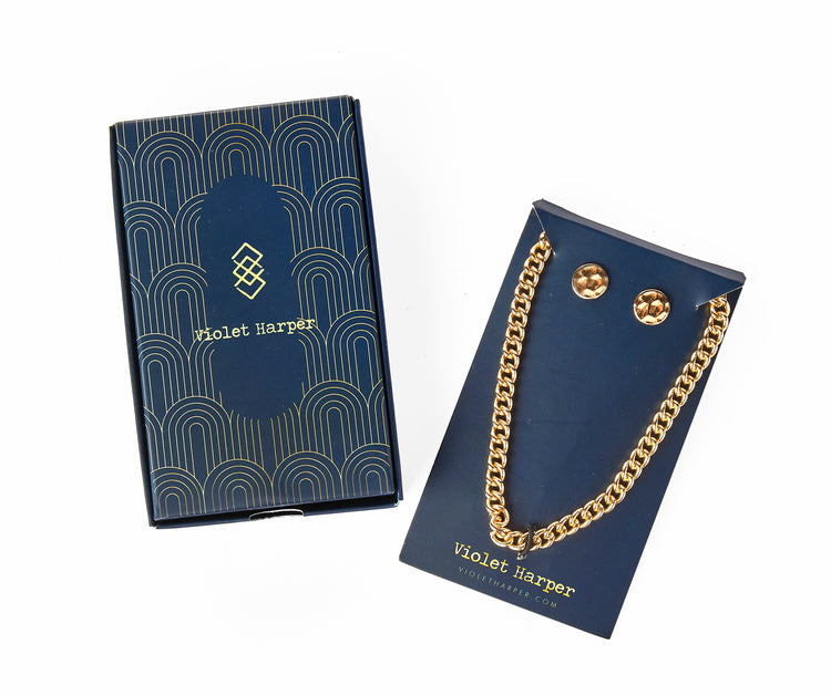 Violet Harper Gold Chain Necklace + Earrings